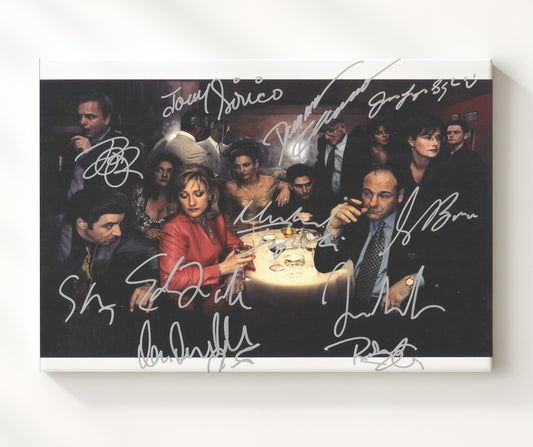 The Sopranos - James Gandolfini (Tony Soprano) Ensemble Dinner Scene - Canvas television wall art