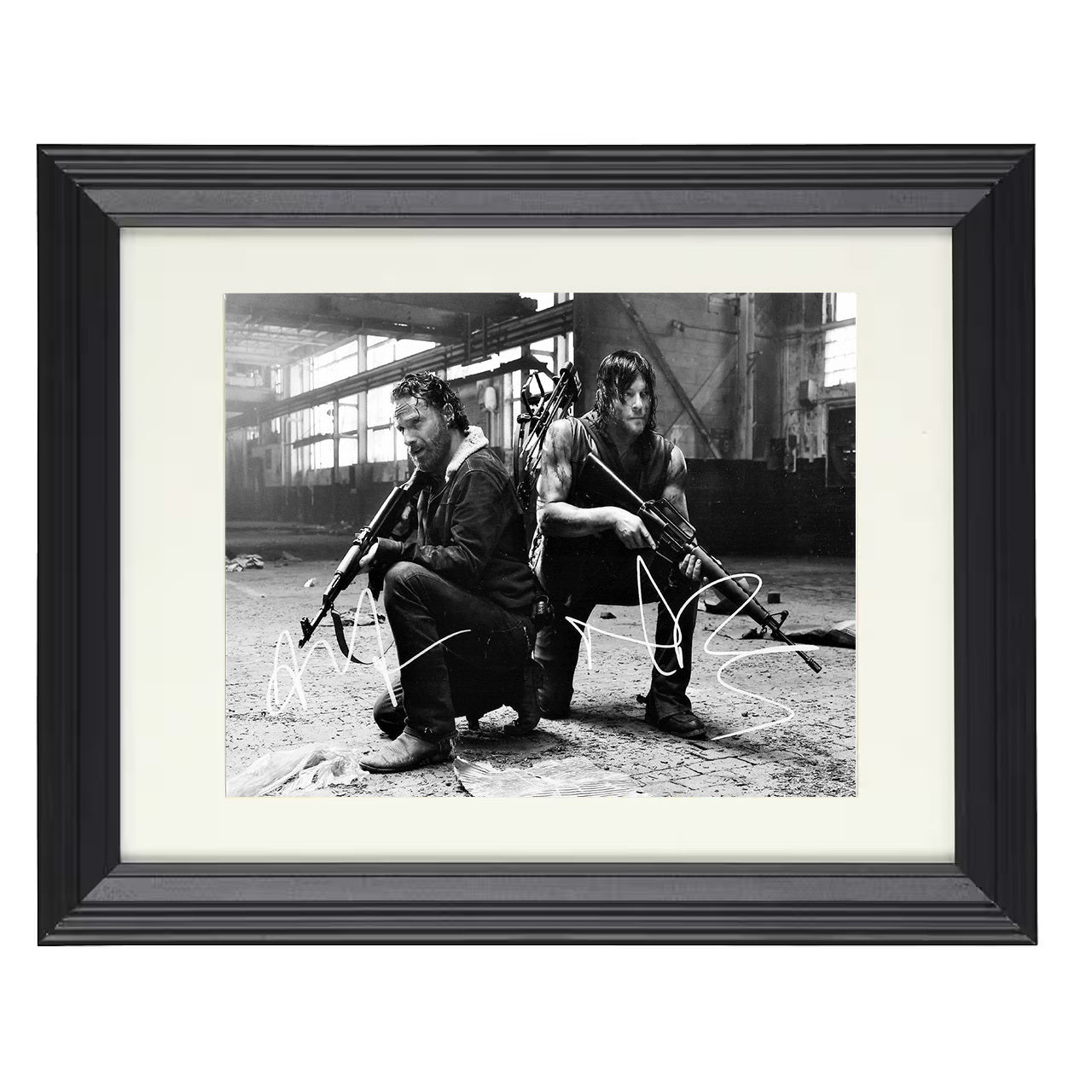 The Walking Dead – Rick Grimes and Norman Reedus Armed – 8x10 black beveled framed television wall art