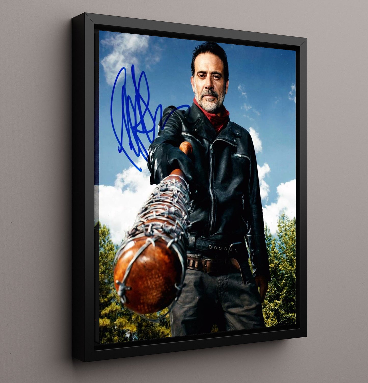The Walking Dead - Jeffrey Dean Morgan (Negan) Lucille Bat Close Perspective Shot - Vintage Television Wall Art - 16x20 Framed Canvas wall art print - television decor