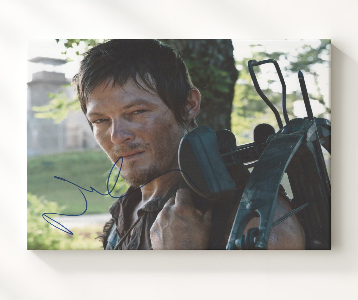 The Walking Dead - Norman Reedus (Daryl Dixon) Crossbow Shoulder - Vintage Television Wall Art - 20x24 Canvas wall art print - television decor