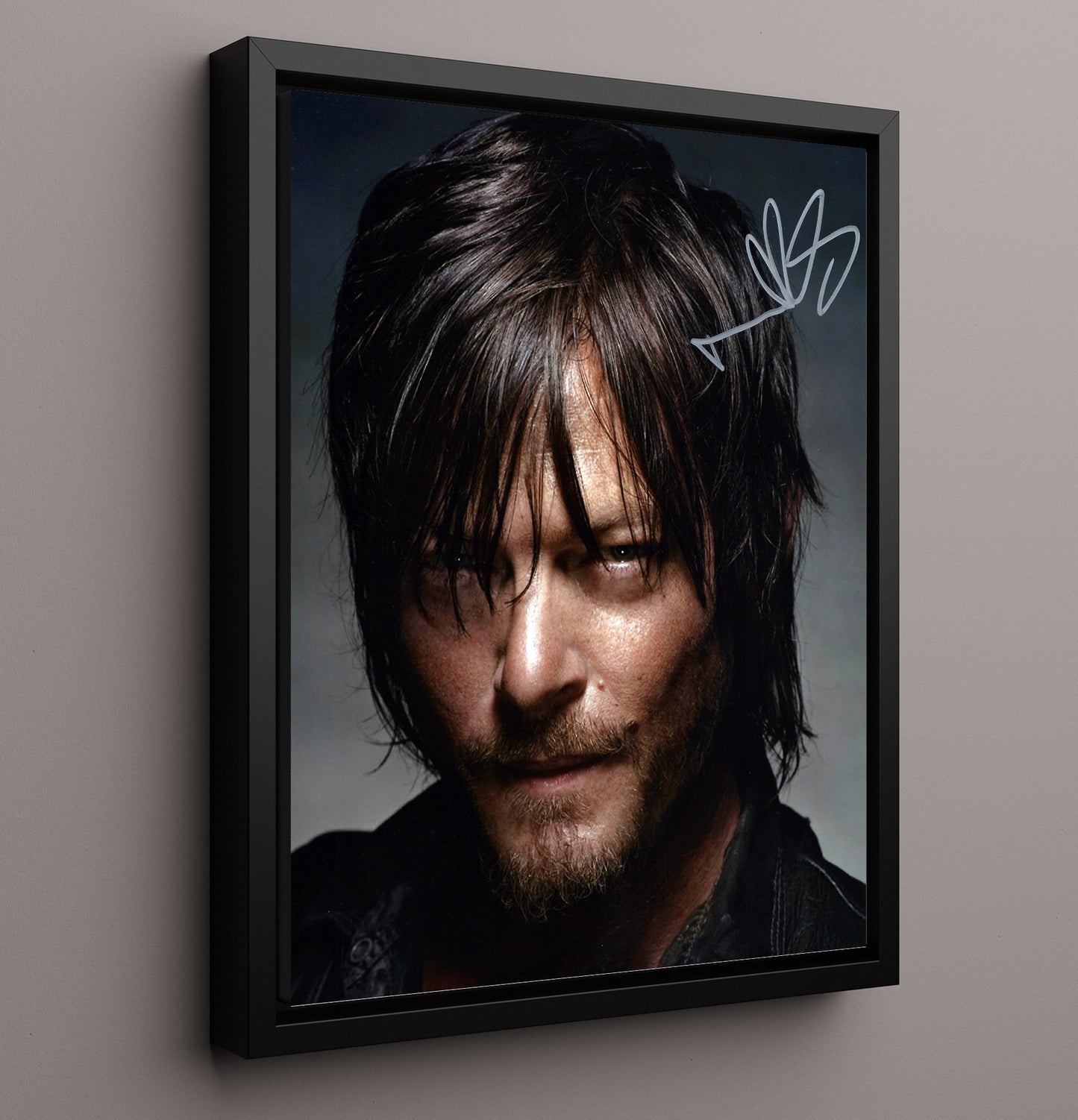 The Walking Dead - Norman Reedus (Daryl Dixon) Intense Close-Up - Vintage Television Wall Art - 16x20 Framed Canvas wall art print - television decor