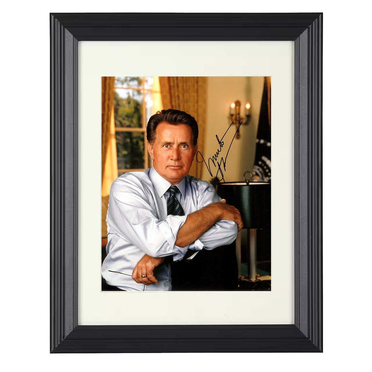 The West Wing – Martin Sheen – President Bartlet Office – 8x10 black beveled framed television wall art