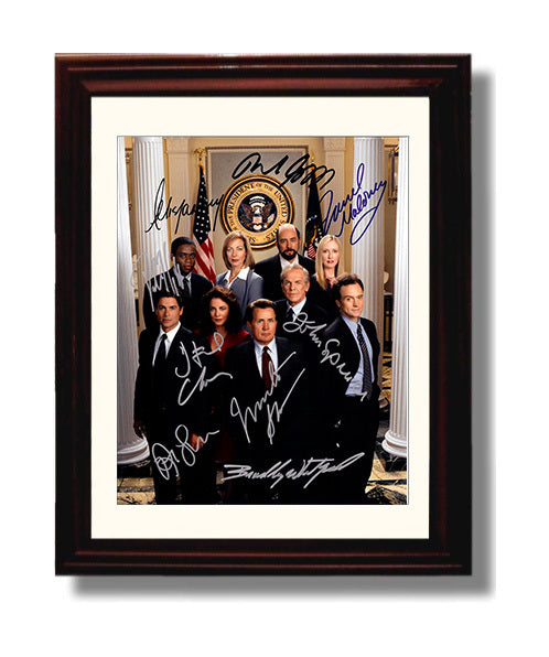 The West Wing - Martin Sheen (President Jed Bartlet) White House Ensemble Cast - Vintage Television Wall Art - 8x10 Beveled Frame wall art print - television decor