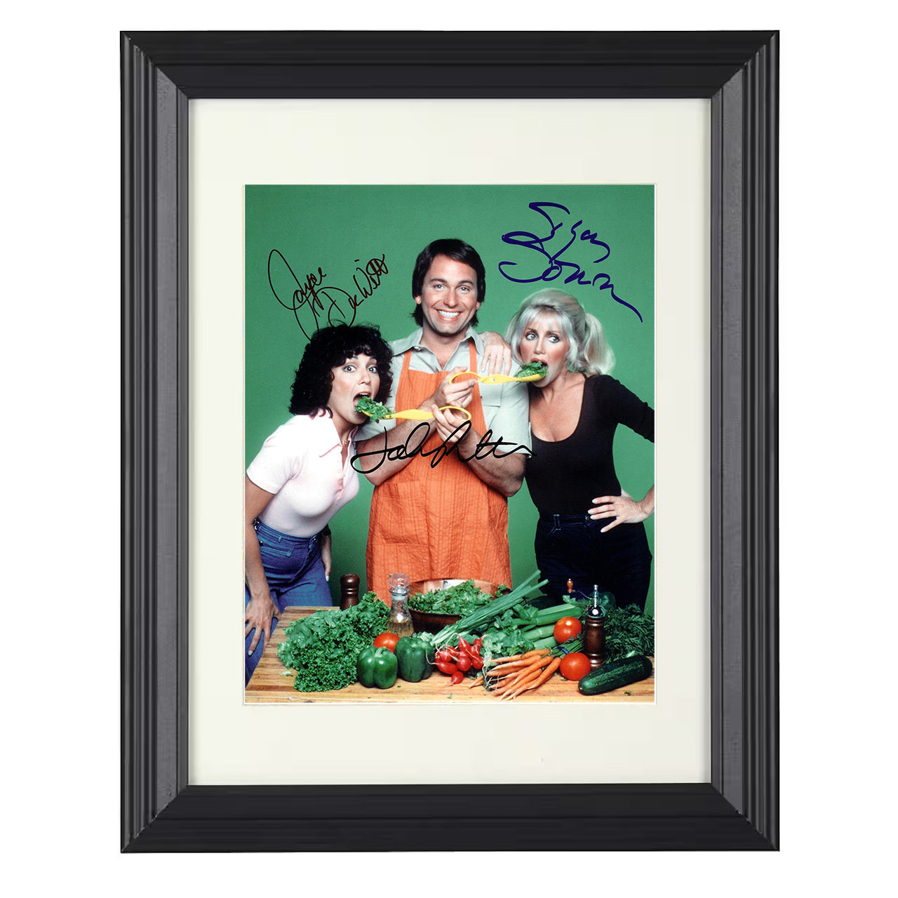 Threes Company – Cast Apartment 201 Roommates – 8x10 black beveled framed television wall art