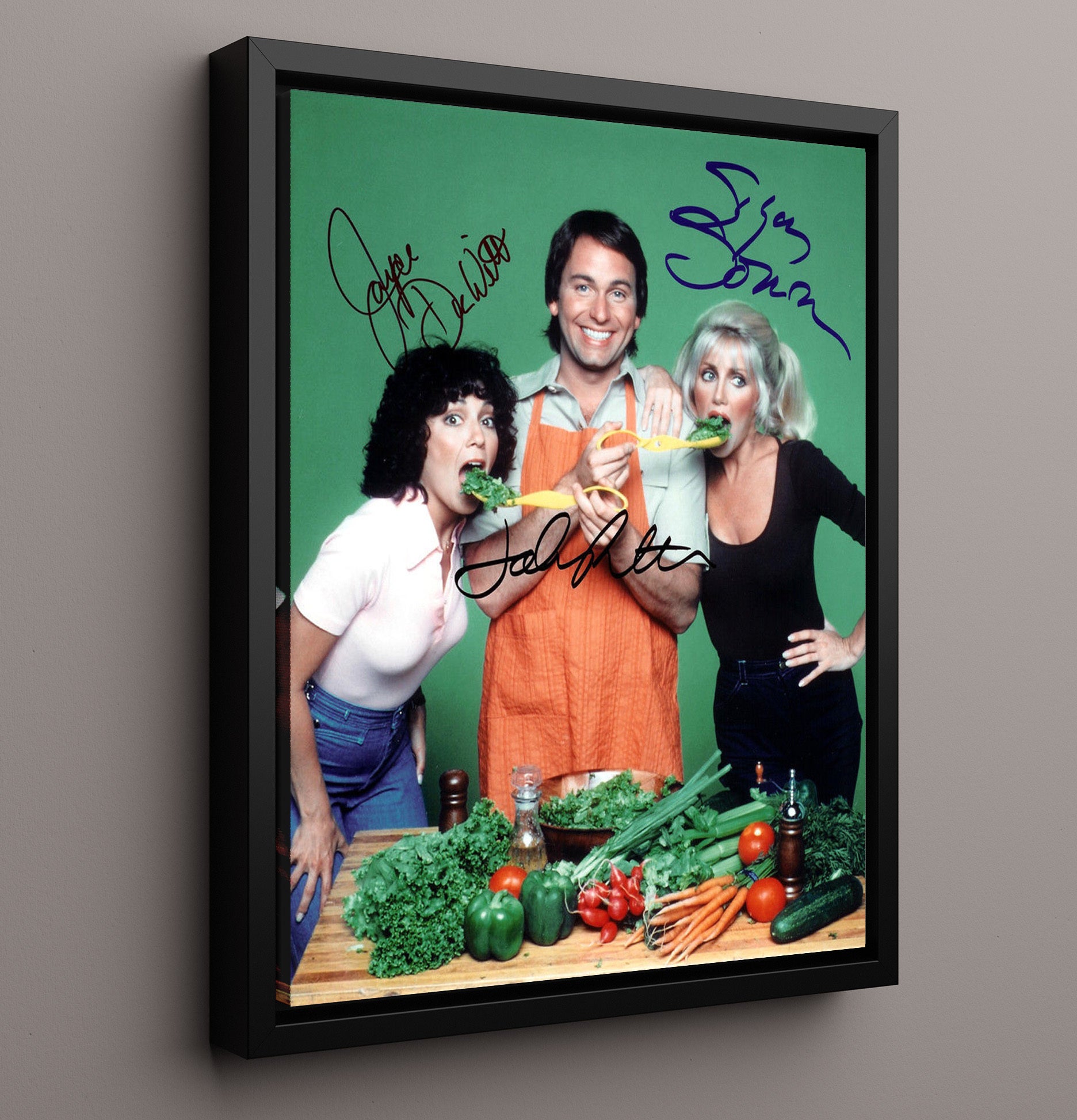 Threes Company - Cast Apartment 201 Roommates - Vintage Television Wall Art - 16x20 Framed Canvas wall art print - television decor