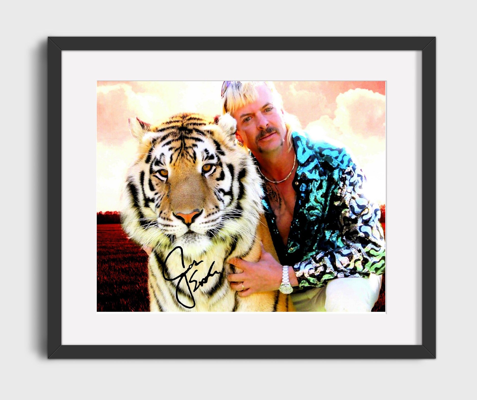 Tiger King - Joe Exotic (Joe Exotic) White Tiger - Vintage Television Wall Art - 16x20 Gallery Frame wall art print - television decor