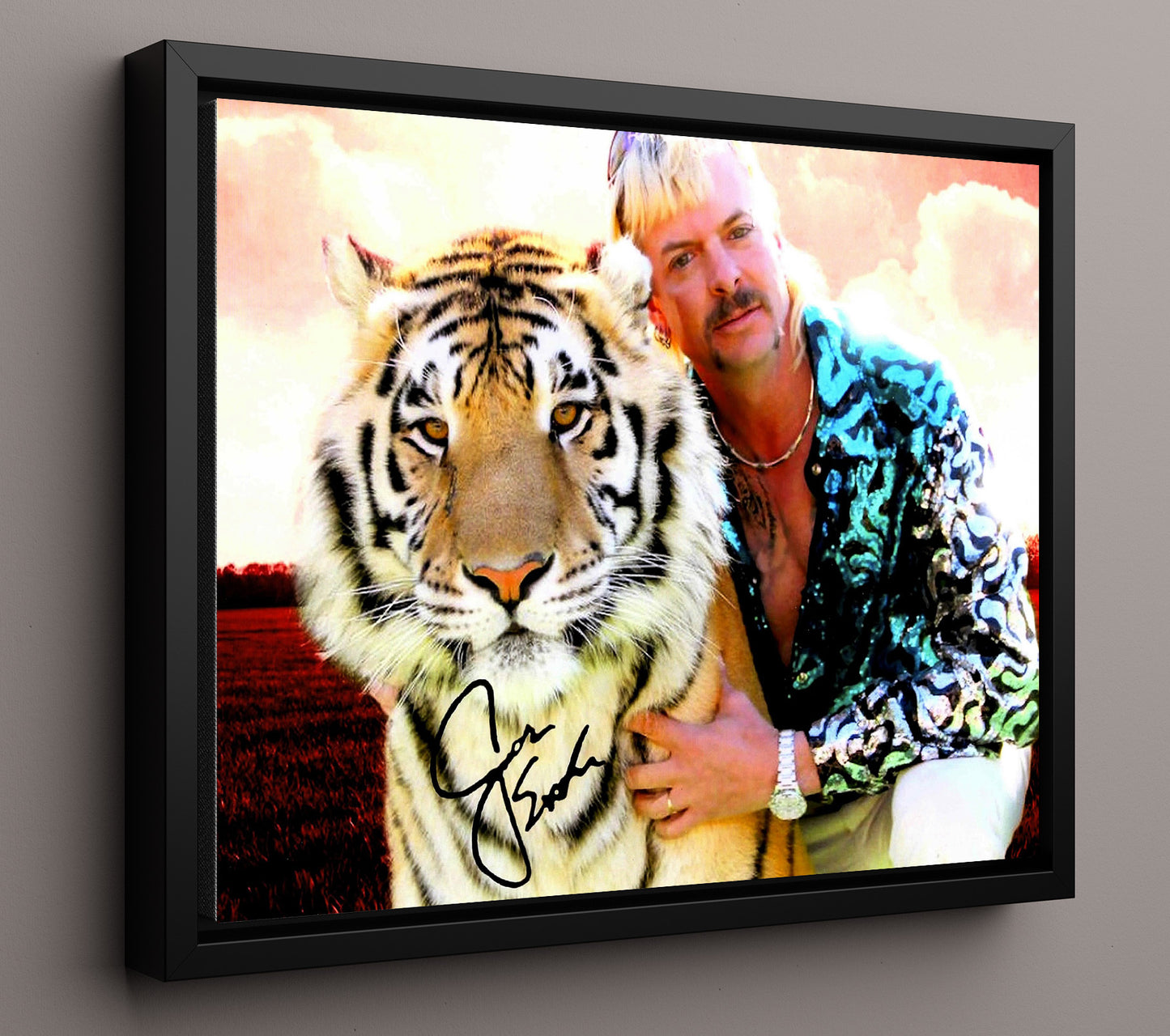 Tiger King - Joe Exotic (Joe Exotic) White Tiger - Vintage Television Wall Art - 16x20 Framed Canvas wall art print - television decor