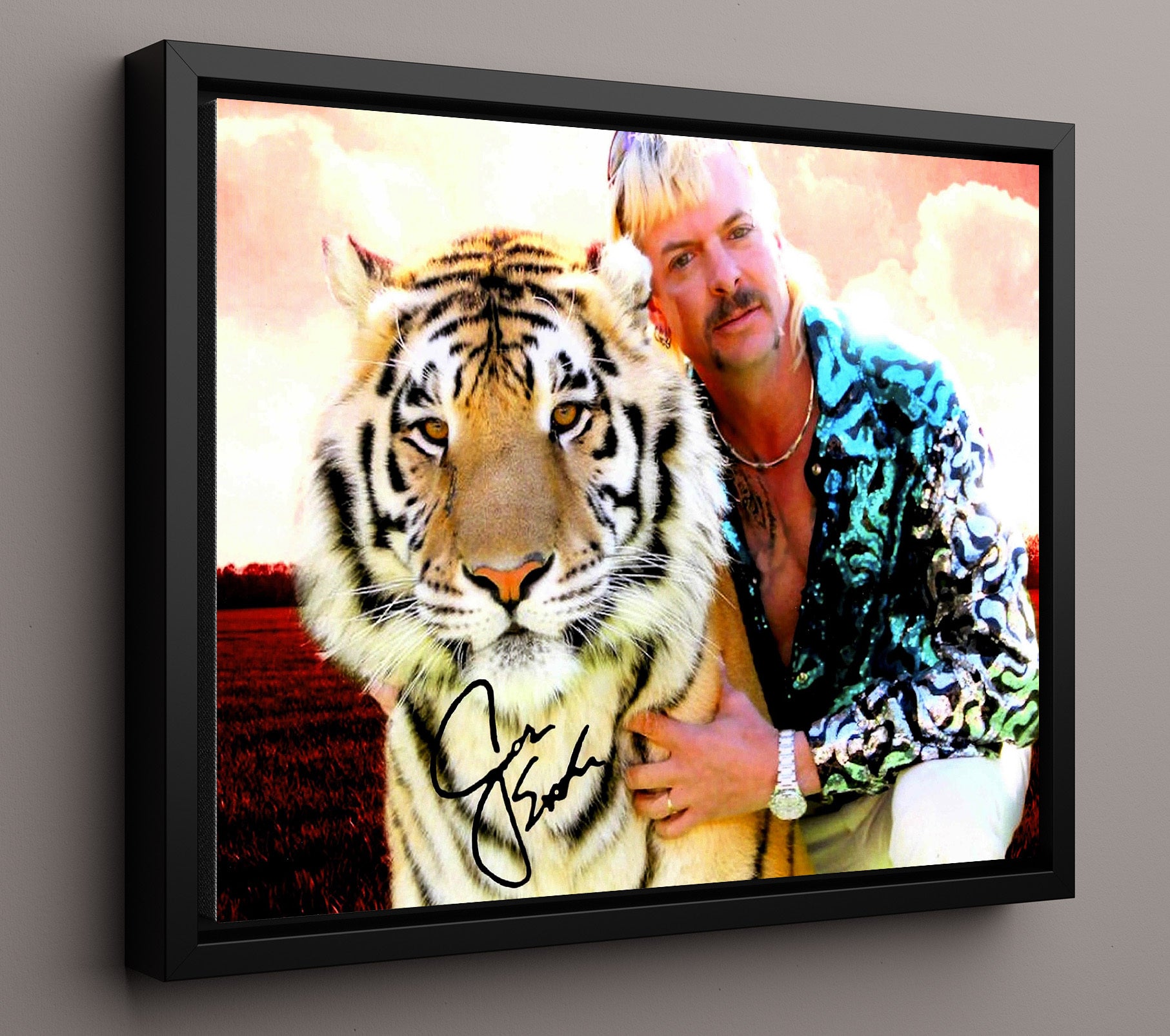 Tiger King - Joe Exotic (Joe Exotic) White Tiger - Vintage Television Wall Art - 16x20 Framed Canvas wall art print - television decor