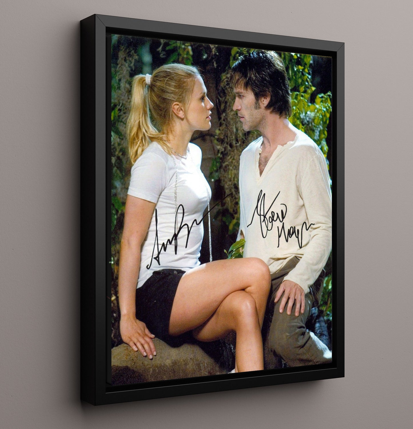 True Blood - Anna Paquin Stephen Moyer Vampire Saga Duo - Vintage Television Wall Art - 16x20 Framed Canvas wall art print - television decor