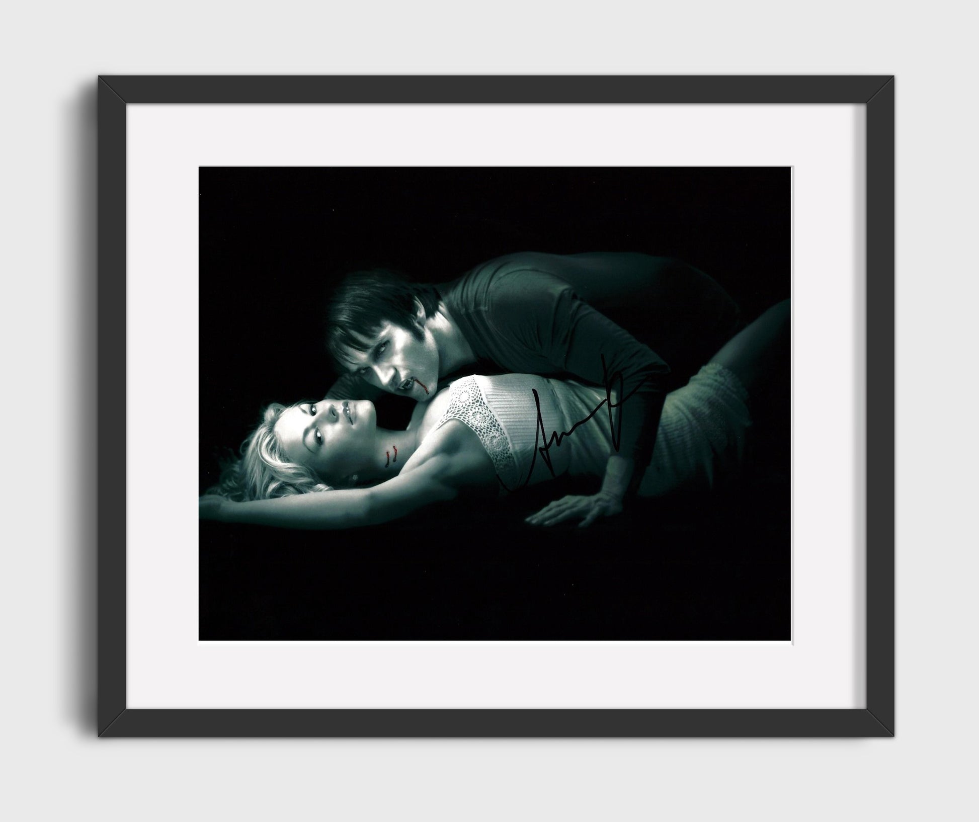 True Blood - Anna Paquin (Sookie Stackhouse) and Stephen Moyer (Bill Compton) Vampire Embrace Scene - Vintage Television Wall Art - 16x20 Gallery Frame wall art print - television decor