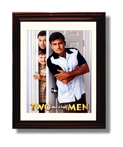 Two and a Half Men - Charlie Sheen Charlie Harper Mischievous Malibu Bachelor - Vintage Television Wall Art - 8x10 Beveled Frame wall art print - television decor