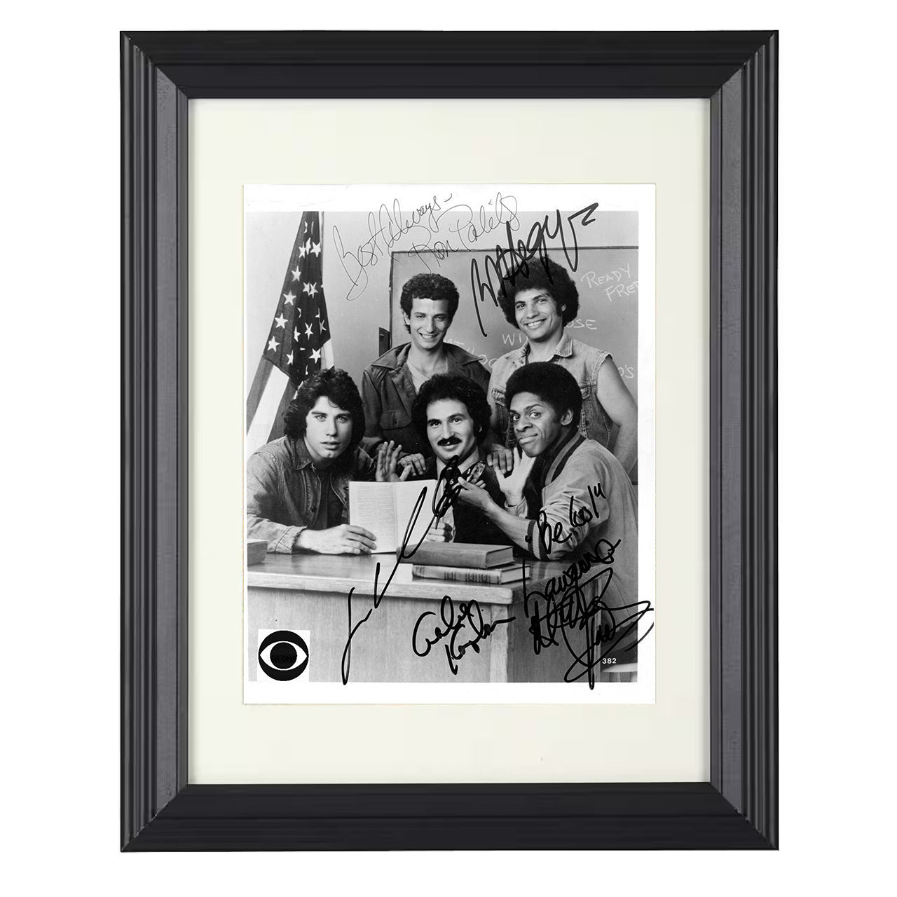 Welcome Back Kotter – Vinnie Barbarino Sweathogs Classroom – 8x10 black beveled framed television wall art