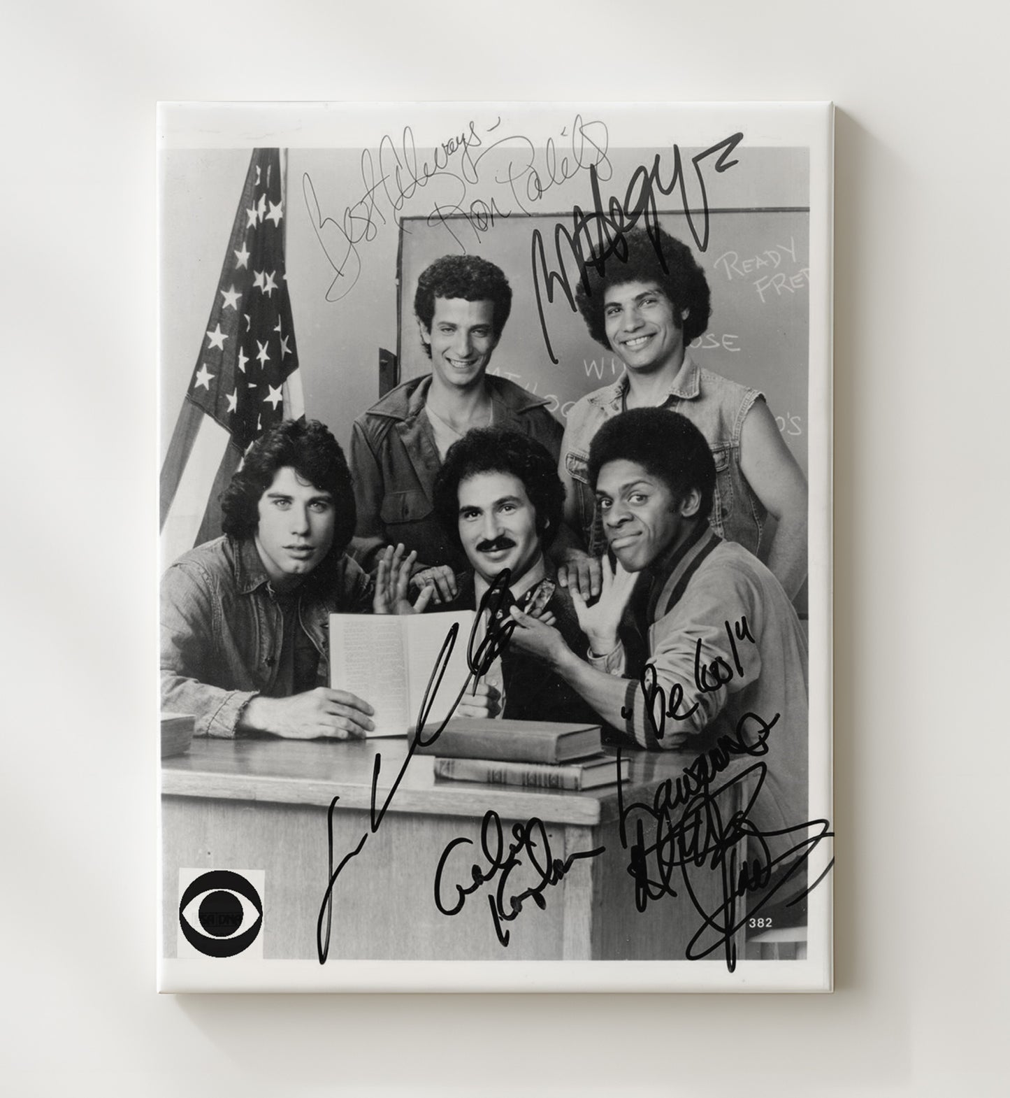 Welcome Back Kotter - John Travolta (Vinnie Barbarino) Sweathogs Classroom Cast - Vintage Television Wall Art - 20x24 Canvas wall art print - television decor