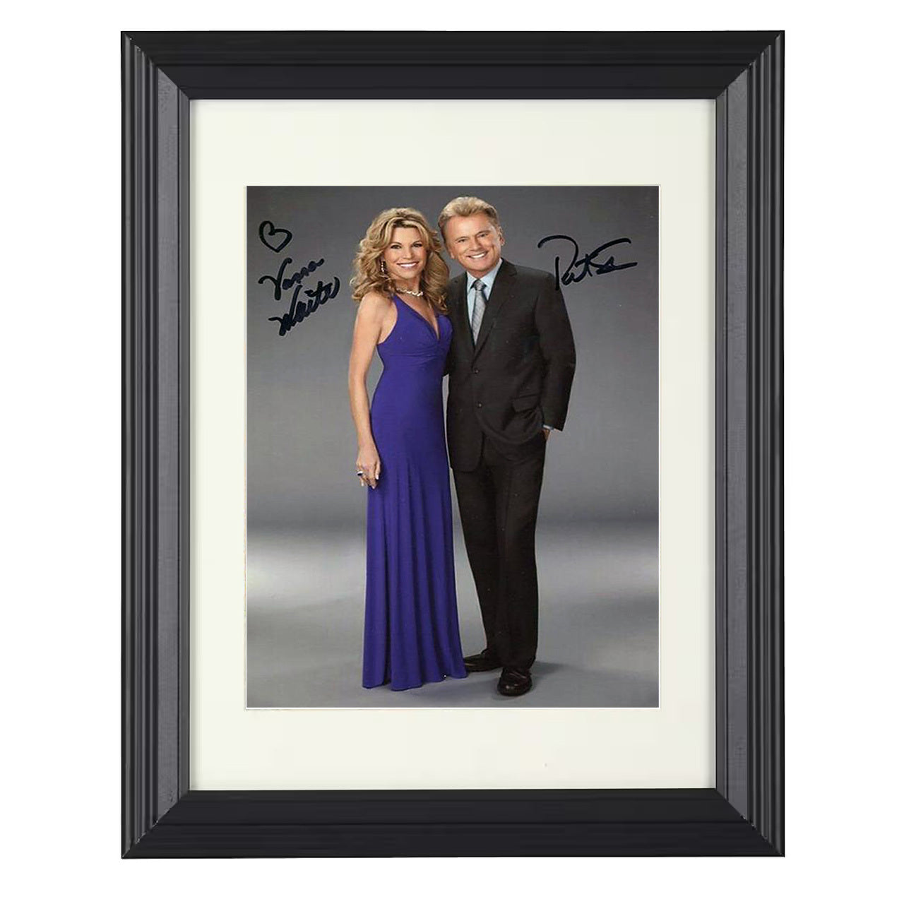 Wheel of Fortune – Pat Sajak and Vanna White Promo Image – 8x10 black beveled framed television wall art