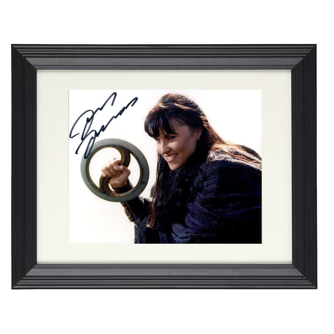 Xena Warrior Princess – Xena Warrior Chakram Pose – 8x10 black beveled framed television wall art