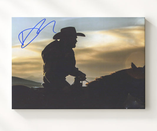 Yellowstone - Kevin Costner (John Dutton) Horseback Sunset Silhouette - Canvas television wall art