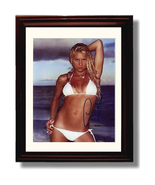 Anna Kournikova - White Swimsuit Beach Pose Tennis Wall Art 8x10 Beveled Frame wall art print – Tennis Wall Art decor