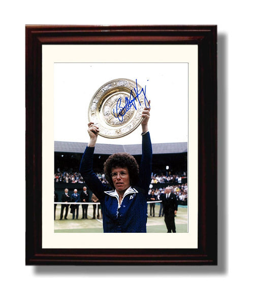 Billie Jean King - Wimbledon Trophy Celebration Tennis Wall Art 8x10 Beveled Frame wall art print – Tennis Wall Art decor