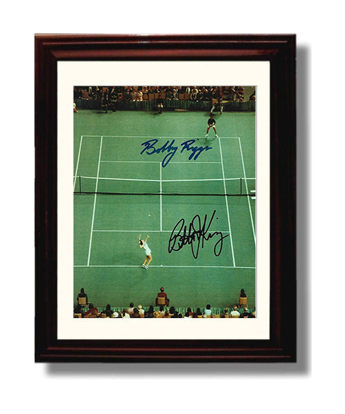 Billie Jean King vs Bobby Riggs - Battle of the Sexes Match Tennis Wall Art 8x10 Beveled Frame wall art print – Tennis Wall Art decor