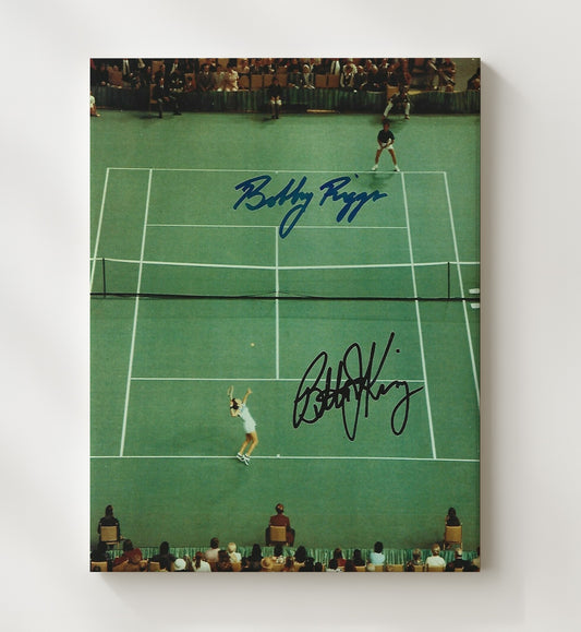 Billie Jean King vs Bobby Riggs - Battle of the Sexes Match Vintage Tennis Wall Art - 8x10 Beveled Frame