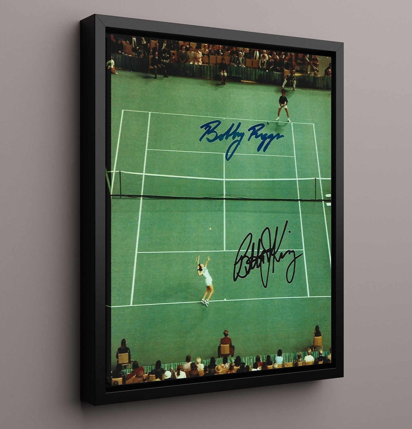 Billie Jean King vs Bobby Riggs - Battle of the Sexes Match Tennis Wall Art 16x20 Framed Canvas wall art print – Tennis Wall Art decor