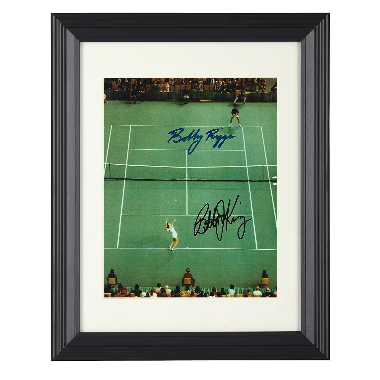 Billie Jean King vs. Bobby Riggs – Battle of the Sexes 8x10 matted black framed tennis wall art