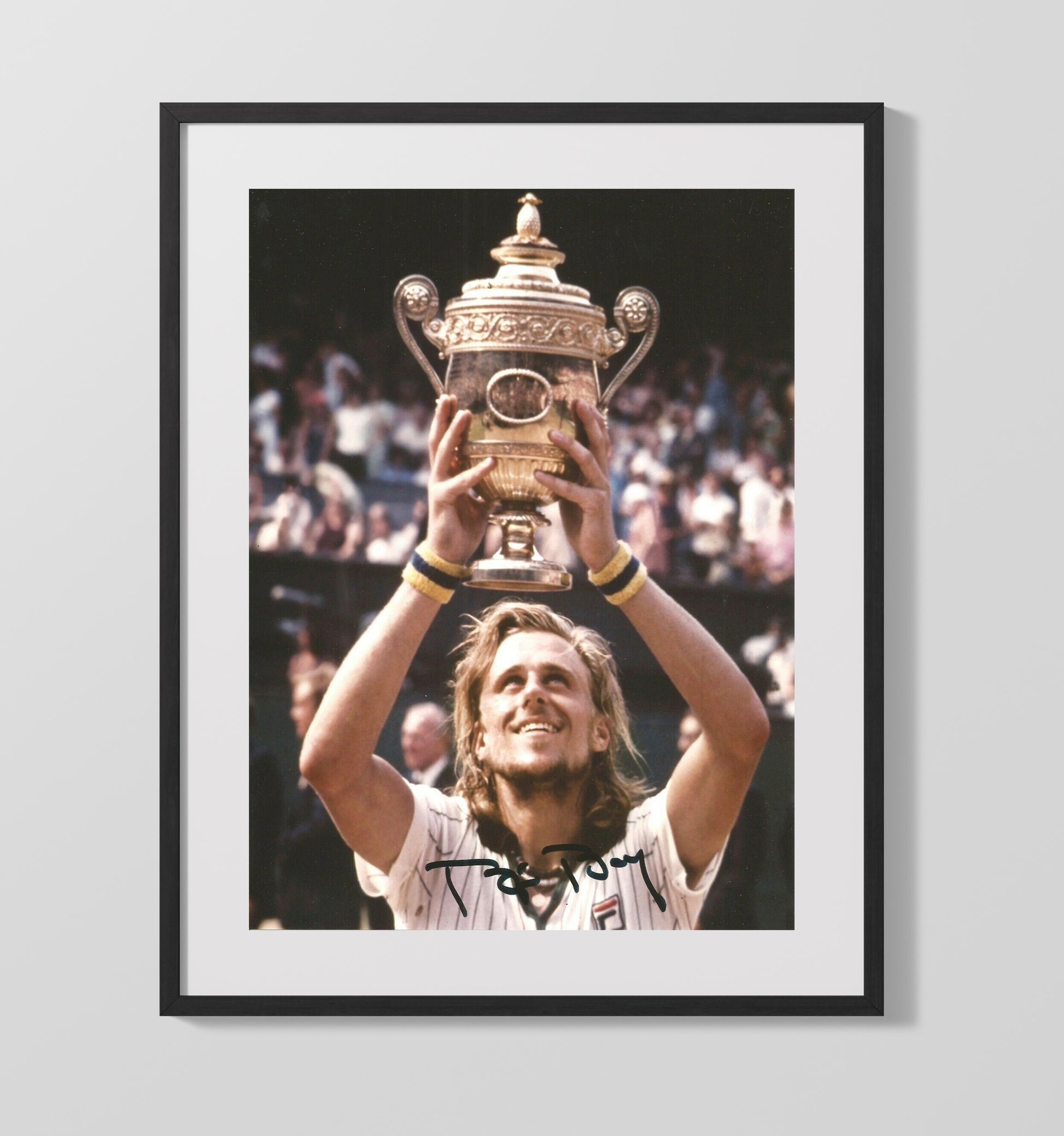 Bjorn Borg - Wimbledon Champion Celebration Tennis Wall Art 16x20 Gallery Frame wall art print – Tennis Wall Art decor