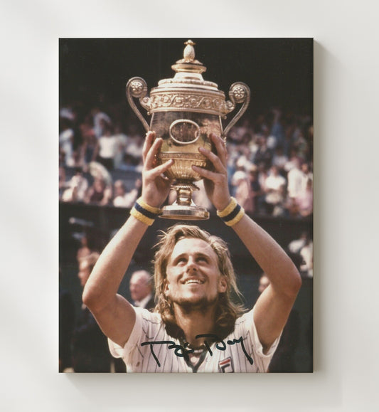 Bjorn Borg - Wimbledon Champion Celebration Vintage Tennis Wall Art - 8x10 Beveled Frame