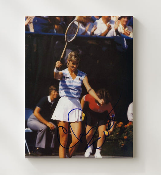 Chris Evert - Tournament Victory Wave Vintage Tennis Wall Art - 8x10 Beveled Frame