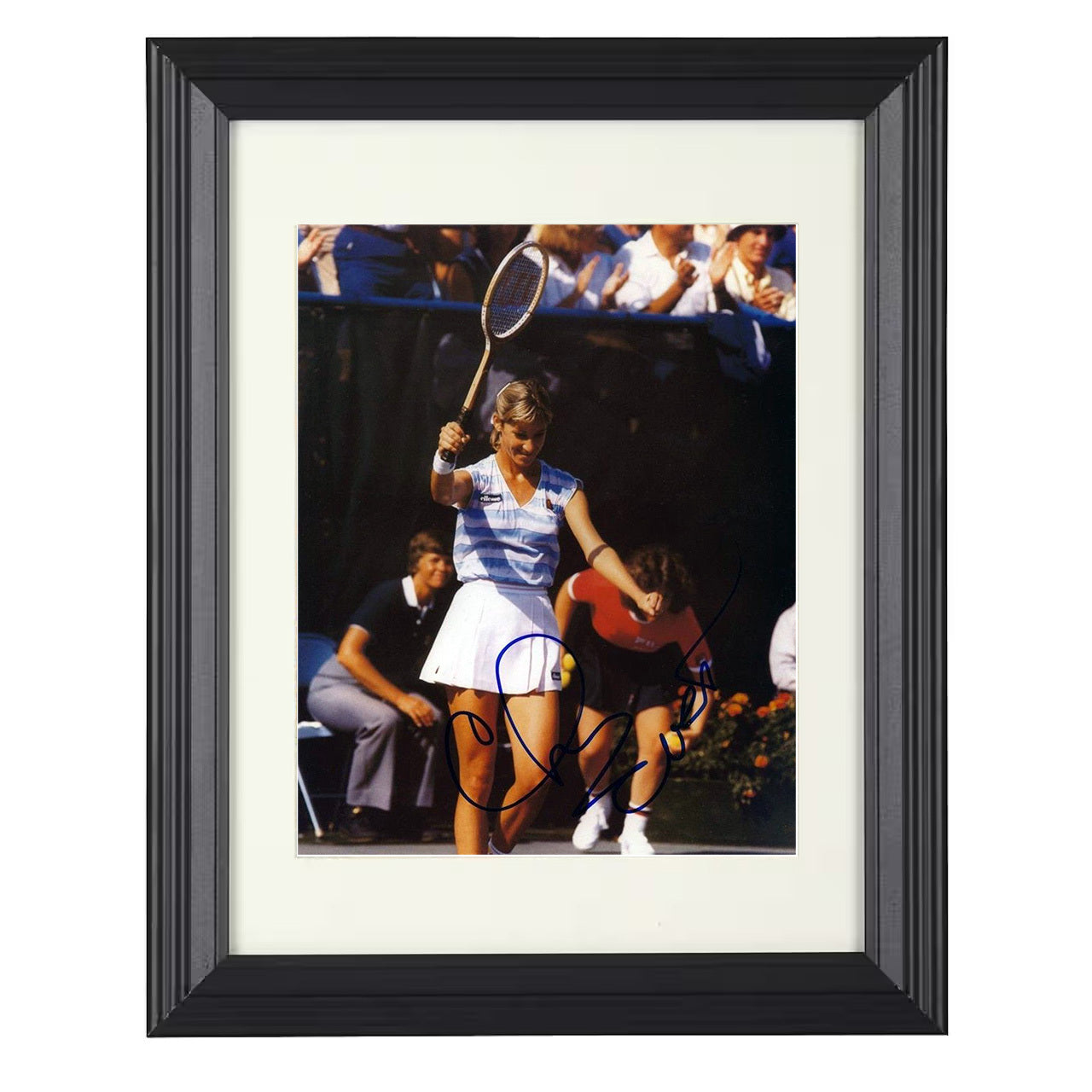 Chris Evert – Tournament Victory Wave 8x10 matted black framed tennis wall art