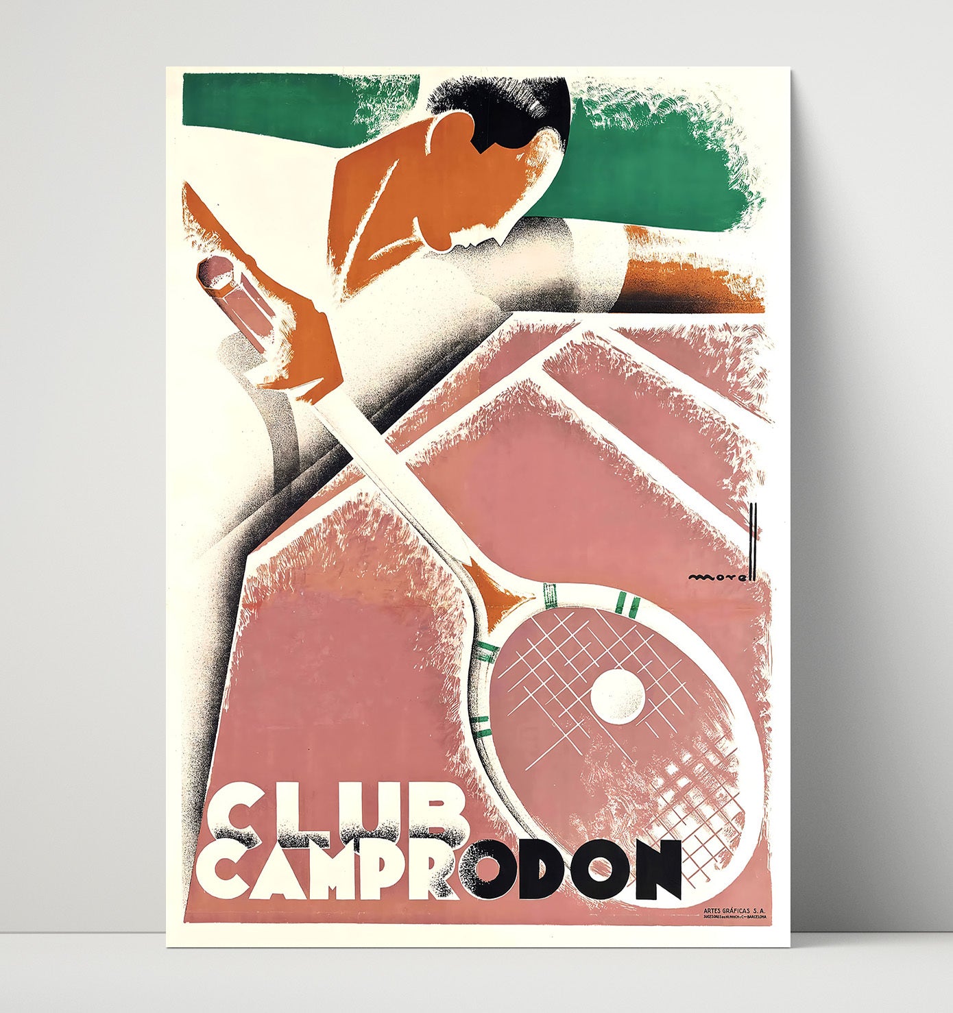 Club Camprodon - Vintage Bold Swing Poster Tennis Wall Art 16x20 Unframed Print wall art print – Tennis Wall Art decor