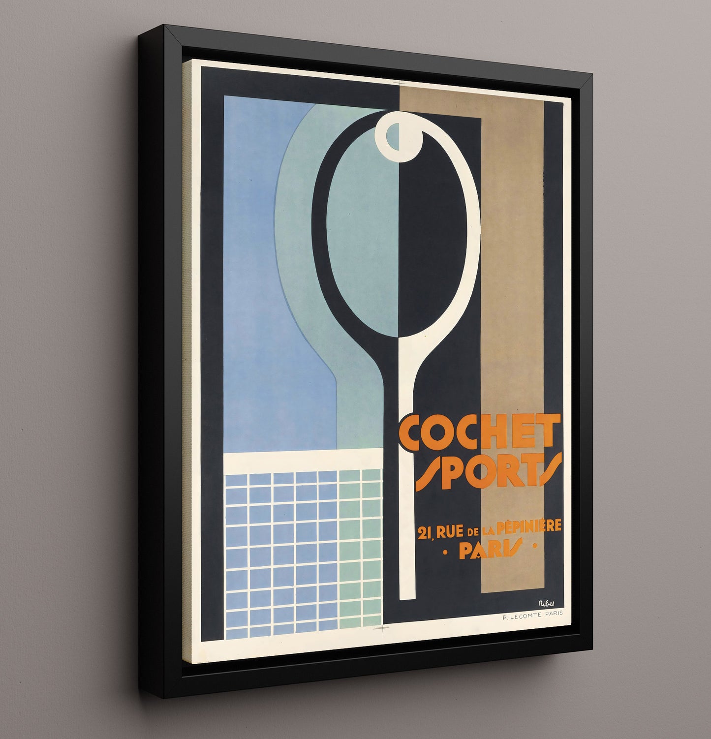 Cochet Sports Paris - Art Deco Racket Design Tennis Wall Art 16x20 Framed Canvas wall art print – Tennis Wall Art decor