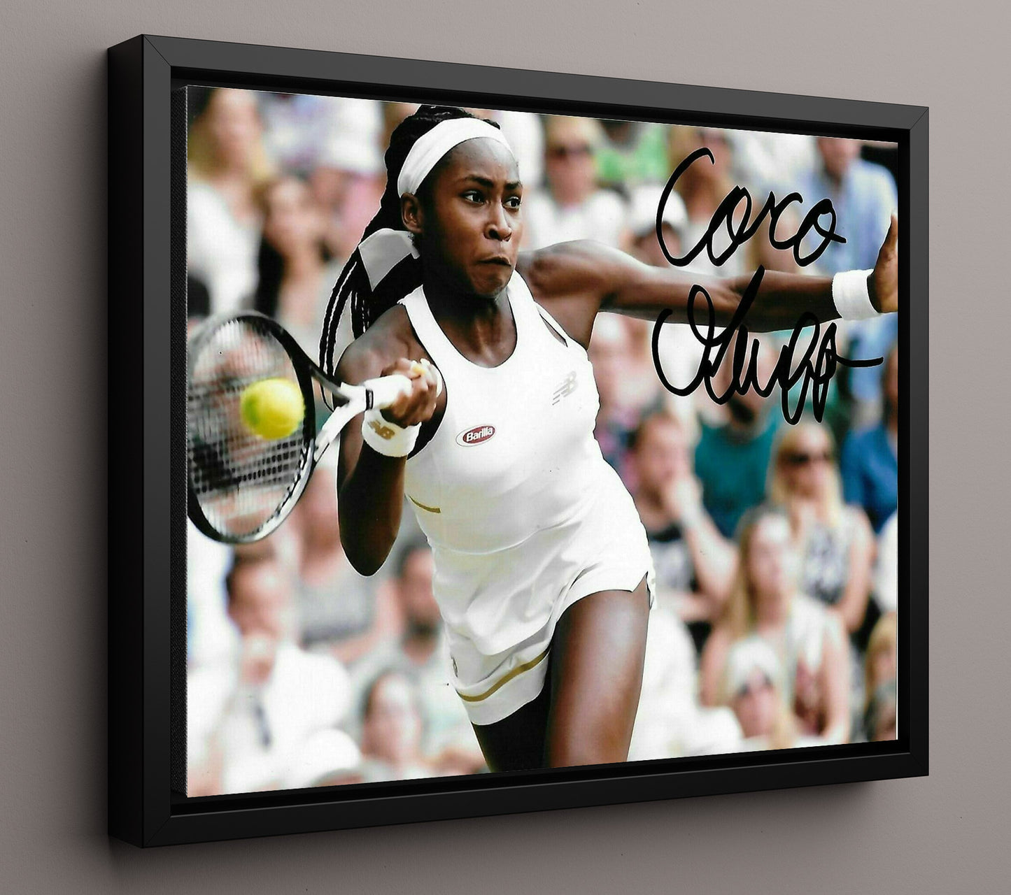 Coco Gauff - Forehand Action Shot Tennis Wall Art 16x20 Framed Canvas wall art print – Tennis Wall Art decor