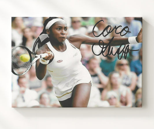 Coco Gauff - Forehand Action Shot Vintage Tennis Wall Art - 8x10 Beveled Frame