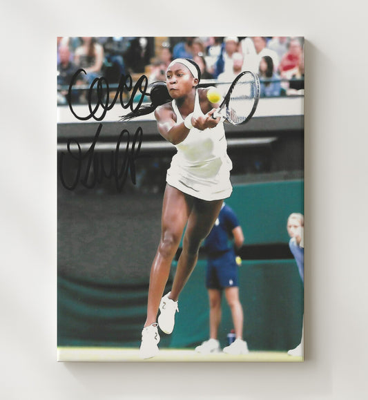 Coco Gauff - Wimbledon Forehand Action Vintage Tennis Wall Art - 8x10 Beveled Frame