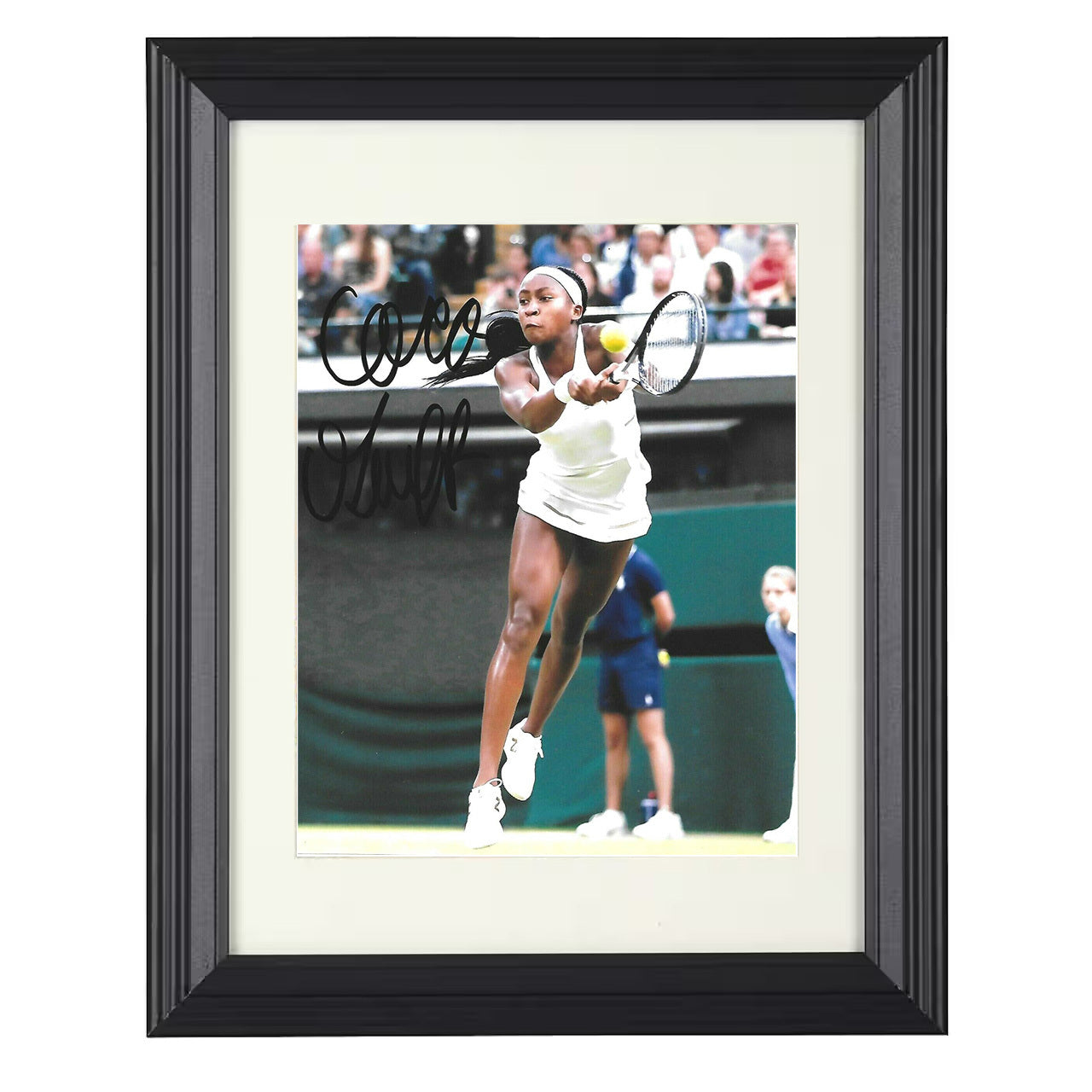 Coco Gauff – Wimbledon Forehand Action 8x10 matted black framed tennis wall art