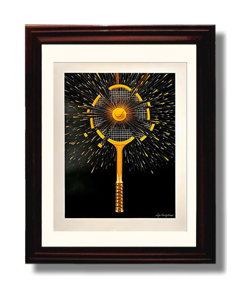 Exploding Racket - Power Smash Graphic Tennis Wall Art 8x10 Beveled Frame wall art print – Tennis Wall Art decor