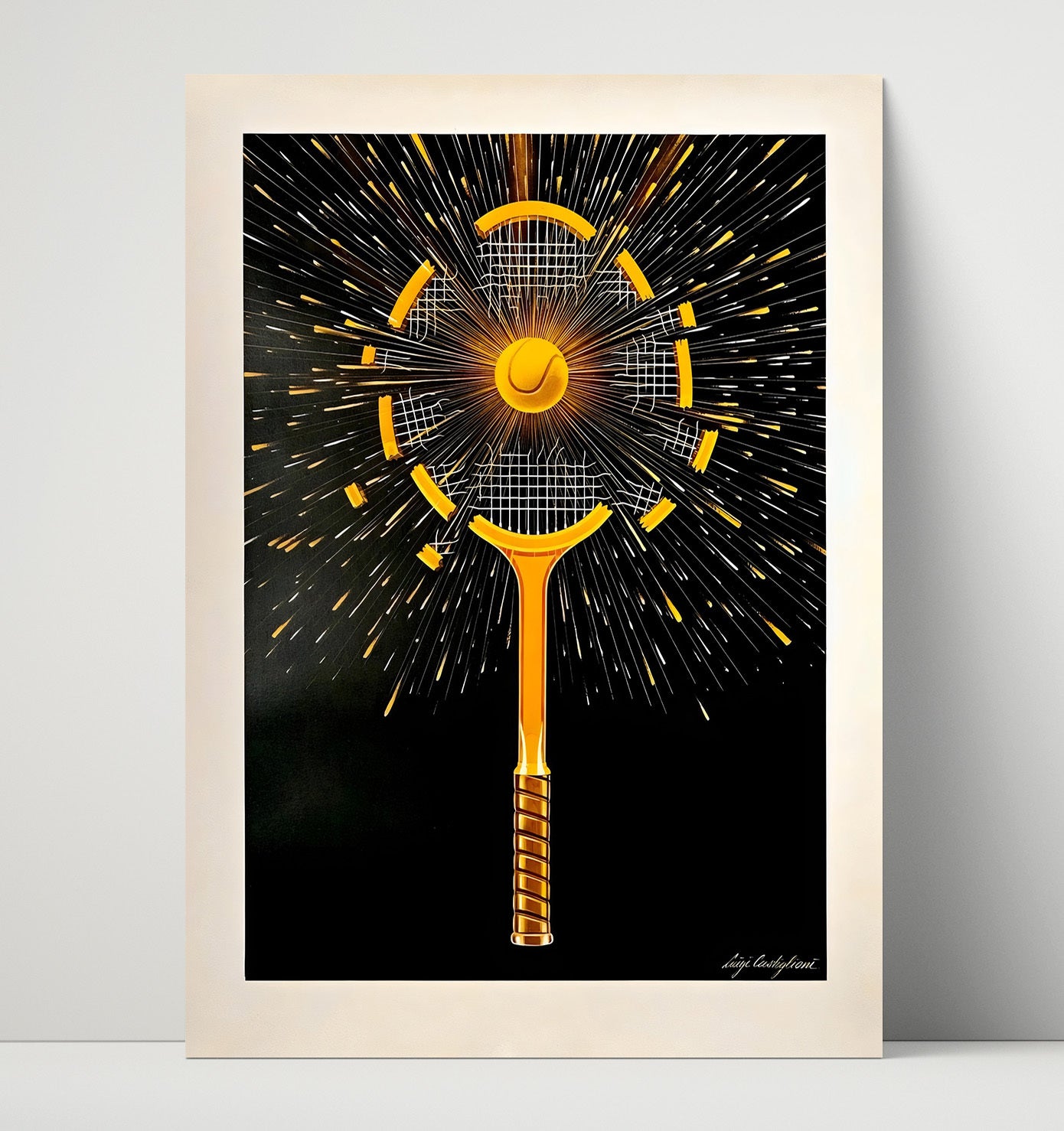 Exploding Racket - Power Smash Graphic Tennis Wall Art 16x20 Unframed Print wall art print – Tennis Wall Art decor