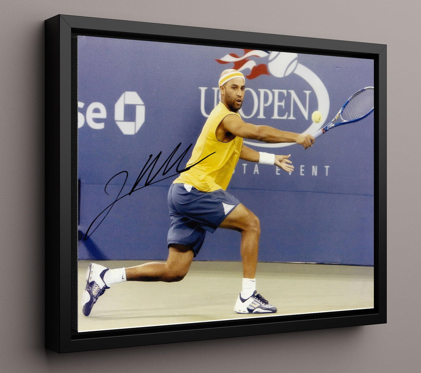 James Blake - Forehand at US Open Tennis Wall Art 16x20 Framed Canvas wall art print – Tennis Wall Art decor