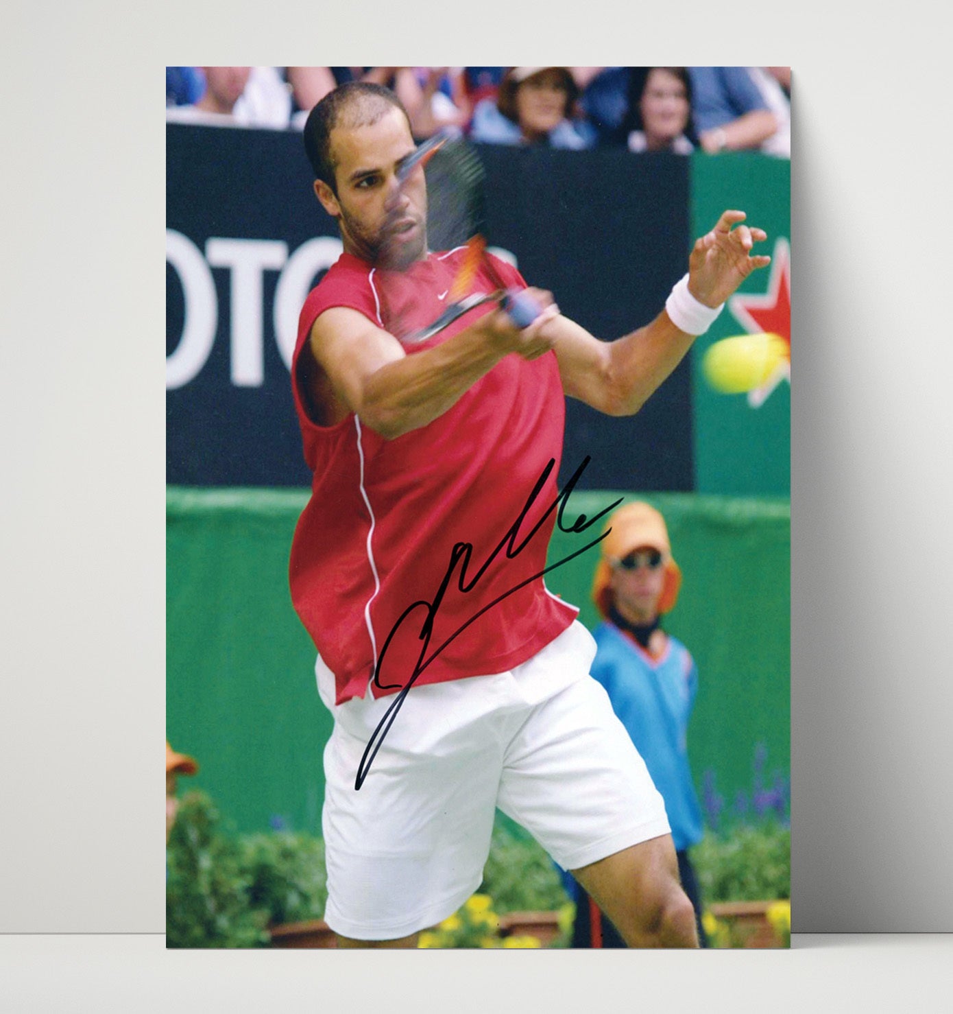 James Blake - Red Shirt Forehand Action Tennis Wall Art 16x20 Unframed Print wall art print – Tennis Wall Art decor
