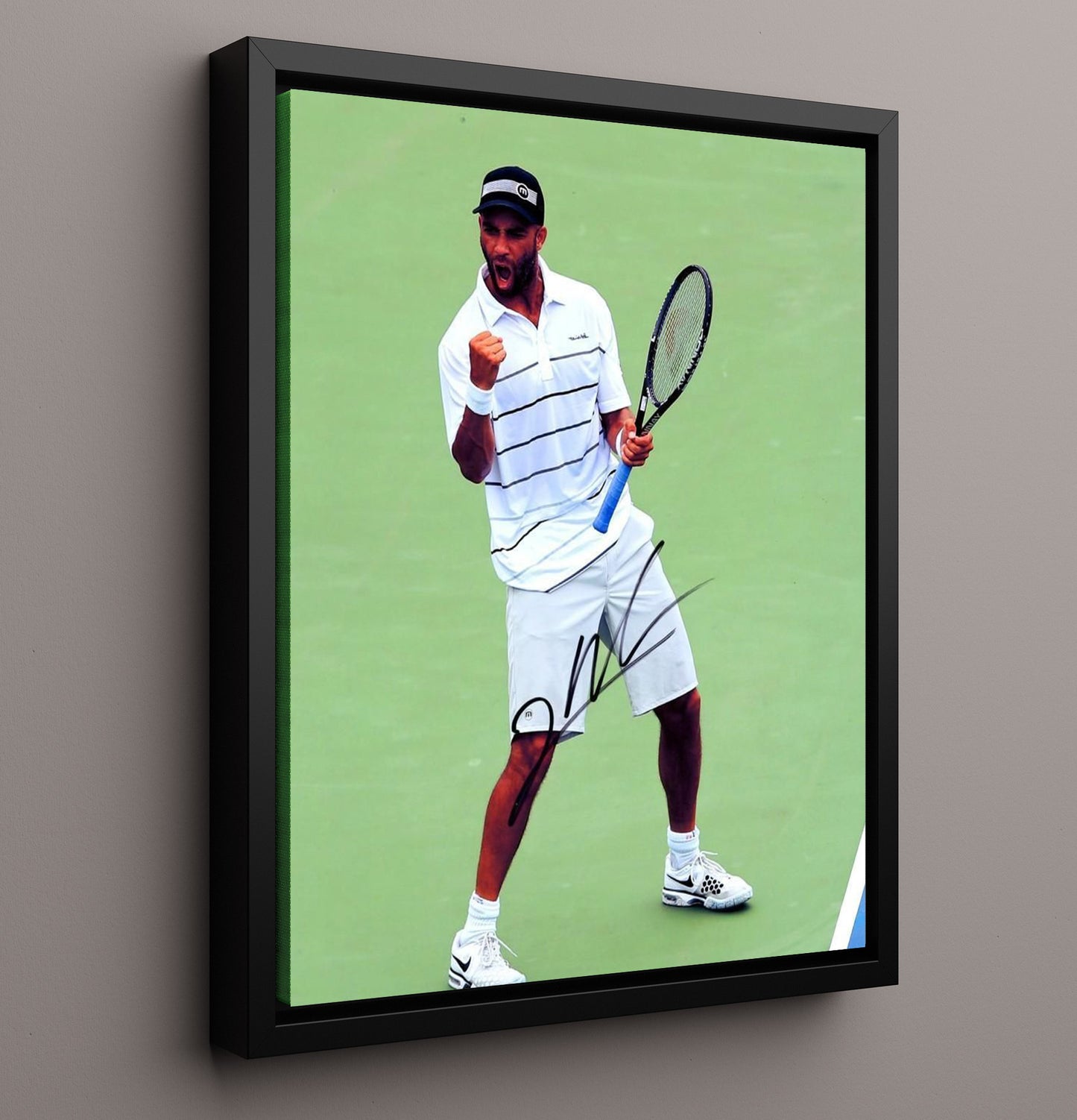 James Blake - Victory Fist Pump Tennis Wall Art 16x20 Framed Canvas wall art print – Tennis Wall Art decor