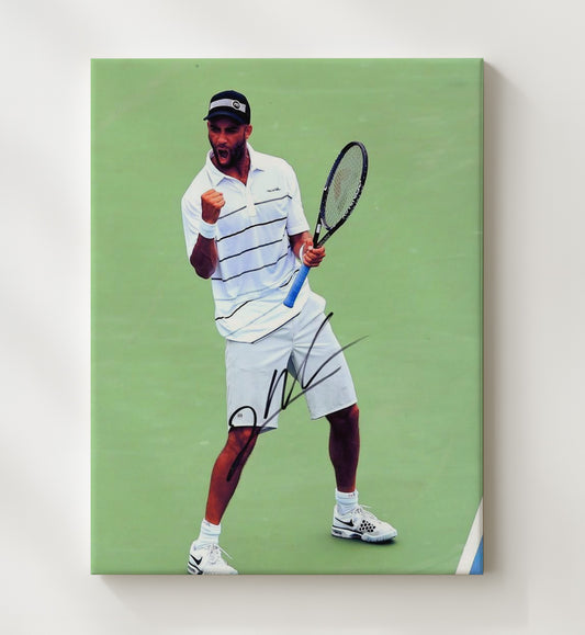James Blake - Victory Fist Pump Vintage Tennis Wall Art - 8x10 Beveled Frame