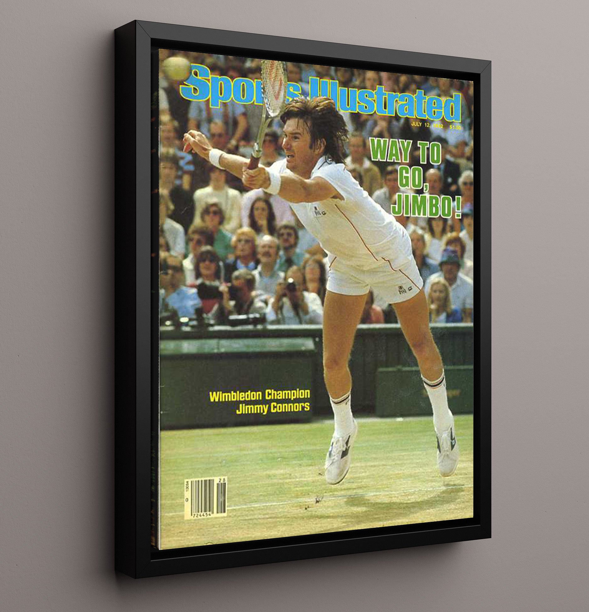 Jimmy Connors - 1982 SI Wimbledon Champion Vintage Tennis Wall Art - 16x20 Framed Canvas