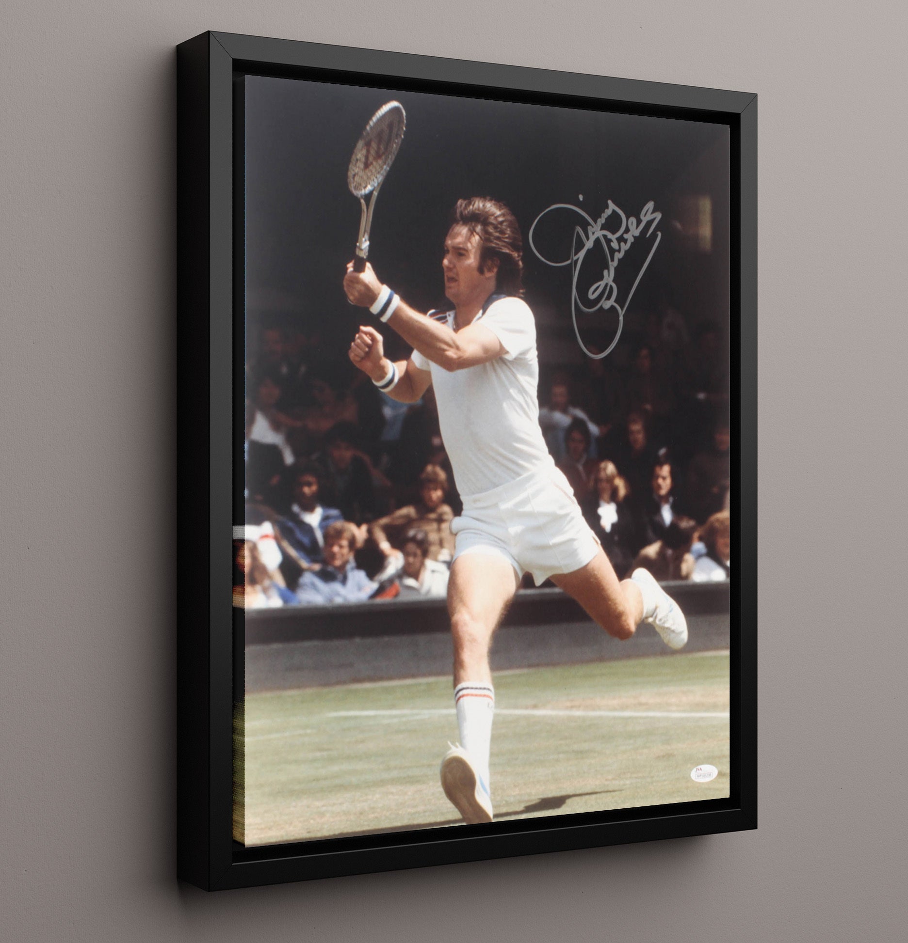 Jimmy Connors - Vintage Baseline Hustle Tennis Wall Art 16x20 Framed Canvas wall art print – Tennis Wall Art decor