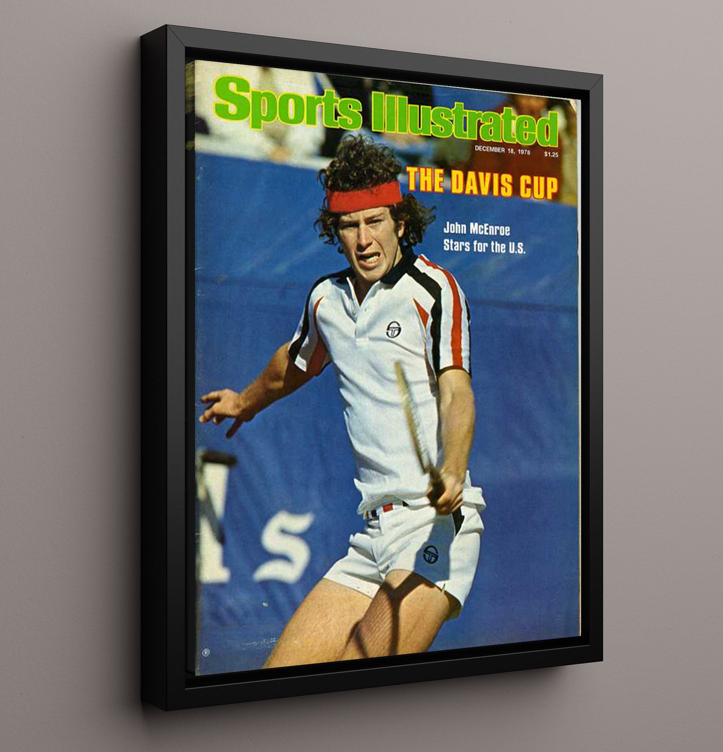 John McEnroe - 1978 SI Davis Cup Tennis Wall Art 16x20 Framed Canvas wall art print – Tennis Wall Art decor