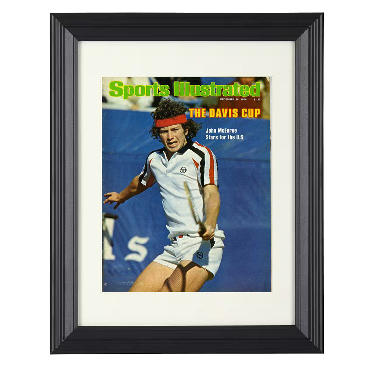 John McEnroe – Davis Cup 1978 SI 8x10 matted black framed tennis wall art