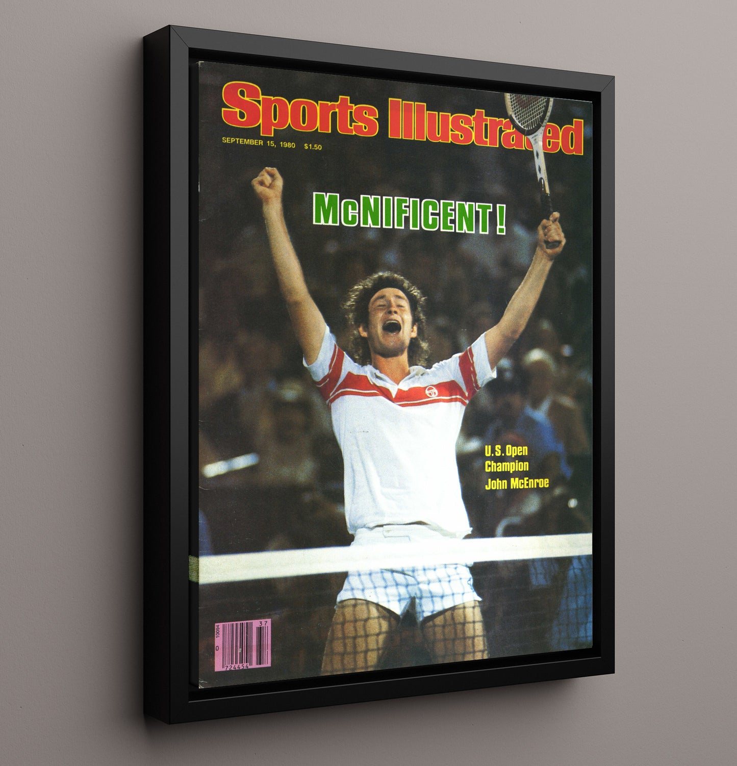 John McEnroe - 1980 SI US Open Champion Tennis Wall Art 16x20 Framed Canvas wall art print – Tennis Wall Art decor