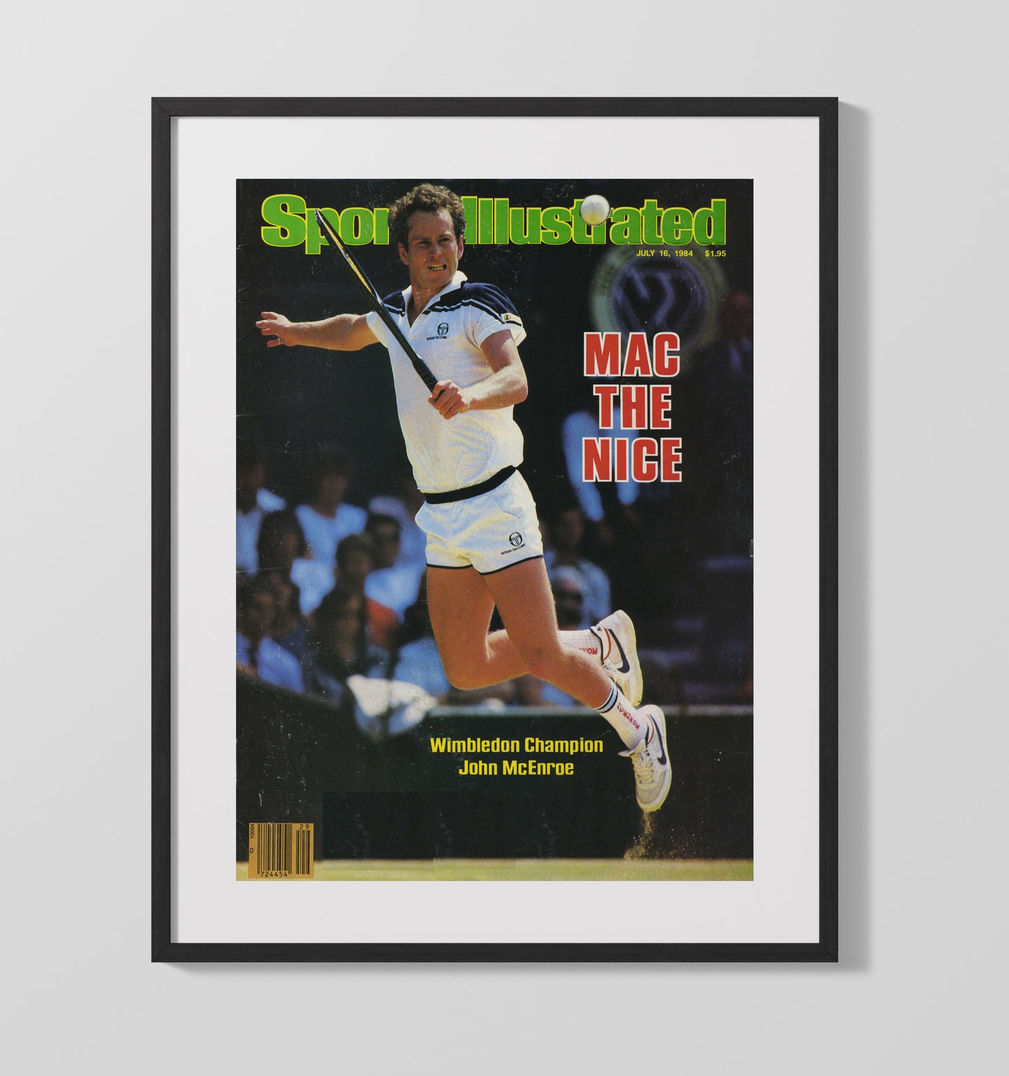 John McEnroe - 1984 SI Wimbledon Champion Tennis Wall Art 16x20 Gallery Frame wall art print – Tennis Wall Art decor