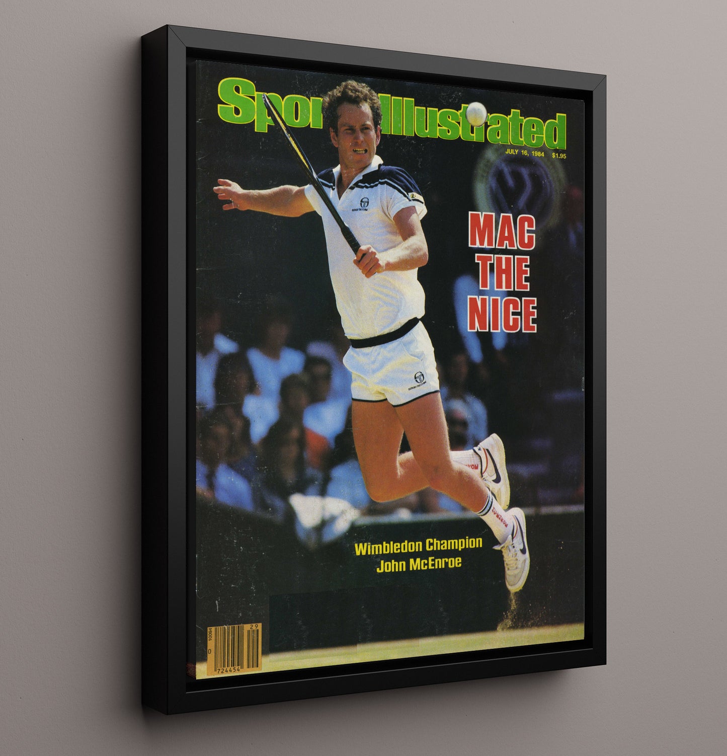 John McEnroe - 1984 SI Wimbledon Champion Tennis Wall Art 16x20 Framed Canvas wall art print – Tennis Wall Art decor