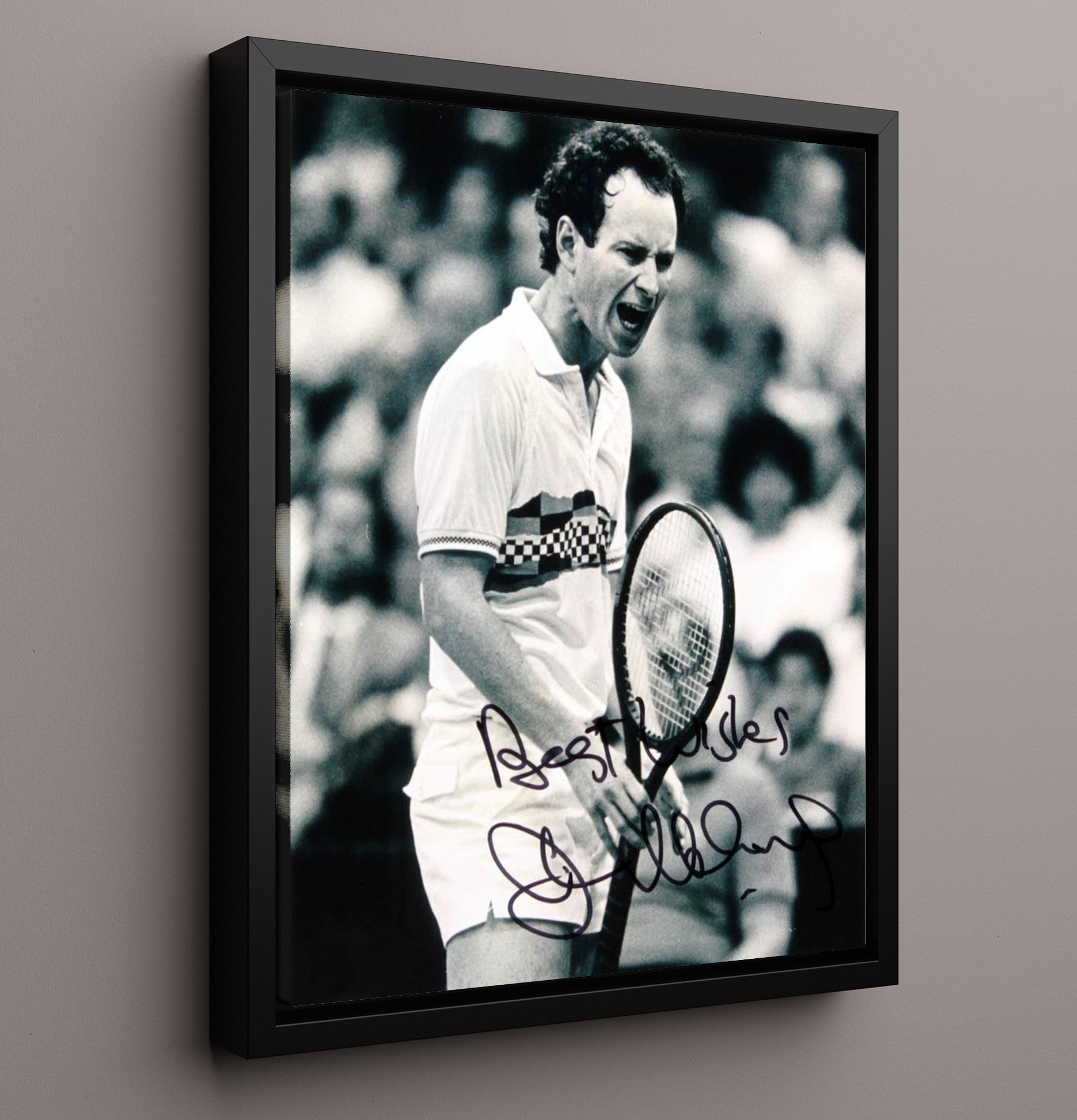 John McEnroe - Intense Expression Vintage Tennis Wall Art - 16x20 Framed Canvas